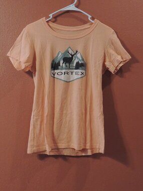 Vortex Shirt Woman Large Peach Blue Travel Vacation Short Sleeve Shirt
